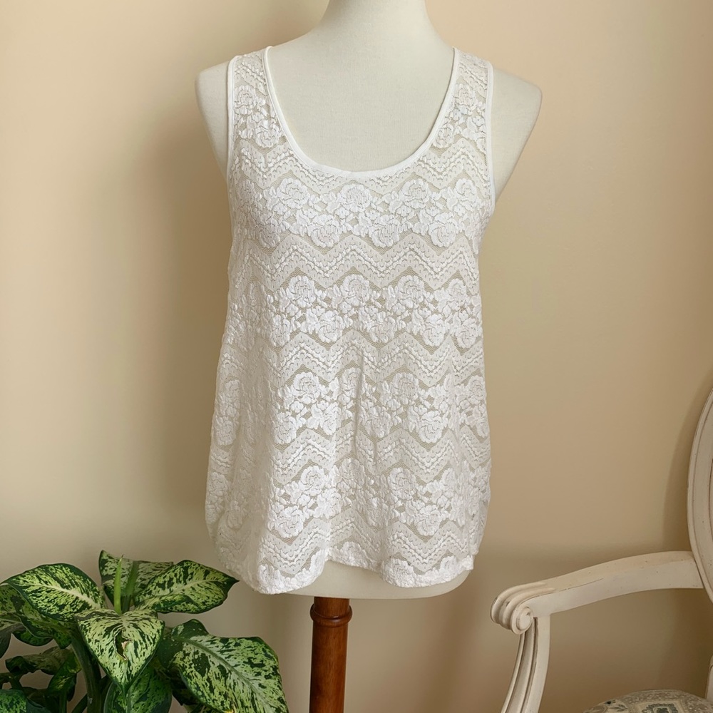 Forever 21 White Lace Tank Top